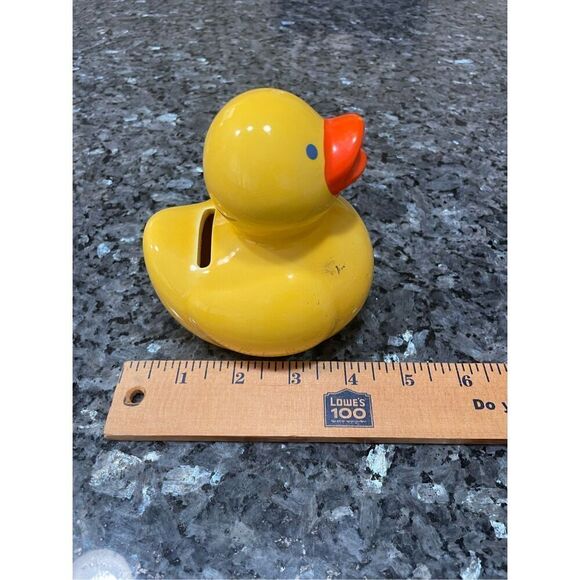 Vintage Yellow Rubber Duck Ceramic Coin Bank – 5” Tall - Picture 4 of 8